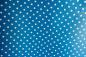Preview: Baumwolle beschichtet Wachstuch Azurblau mit weißen Punkten